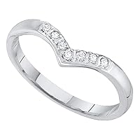 The Diamond Deal 14kt White Gold Womens Round Diamond Chevron Band Ring 1/12 Cttw