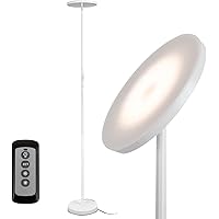JOOFO Floor Lamp,30W/2400LM Sky LED Modern Torchiere 3 Color Temperatures Super Bright -Tall Standing Pole Light with Remote & Touch Control for Living Room,Bed Room,Office (Pearl White)