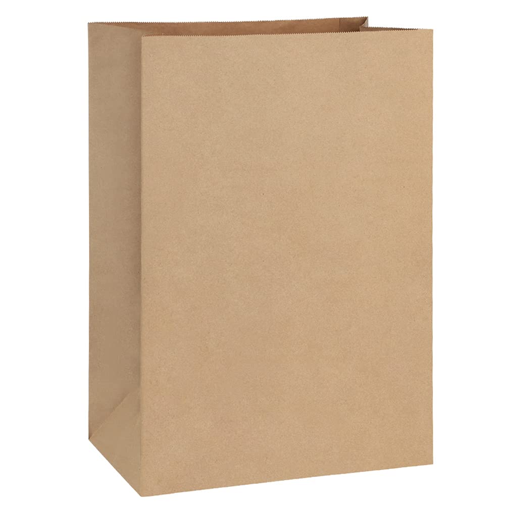 BagDream Grocery Bags 12x7x17 Inches 100Pcs Heavy Duty Kraft Brown Paper Grocery Bags Durable Kraft Paper Bags, Paper Barrel Sack Bags, 100% Recycled Kraft Paper Gift Bags Bulk