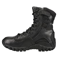 Tactical Research Khyber TR960Z WP 8 Inch Tactical Boots for Men with Zipper - Lightweight Waterproof Black Leather Designed for Police and EMS with Vibram Traction Outsole