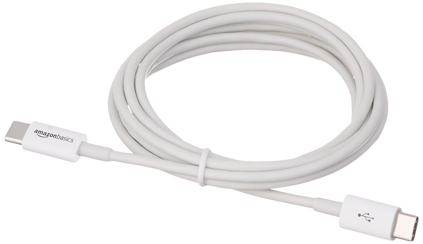 AmazonBasics USB Type-C to USB Type-C 2.0 Fast Charging Cable for Smartphone, Laptop - 6 Feet (1.8 Meters), White