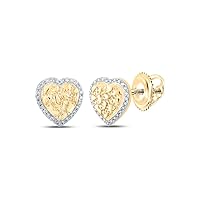 10K Yellow Gold Diamond Nugget Heart Earrings 1/10 Ctw.
