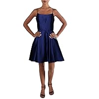 BLONDIE Womens Embellished Zippered Spaghetti Strap Scoop Neck Short Party Fit + Flare Dress
