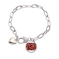 Fresh Strawberry Red Fruits Picture Heart Chain Bracelet Jewelry Charm Fashion