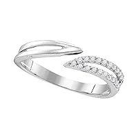 The Diamond Deal Sterling Silver Womens Round Diamond Bisected Band Ring 1/6 Cttw