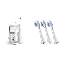CC-01 Complete Care 9.0 Sonic Electric Toothbrush + Water Flosser, White, Medium with Triple Sonic Replacement Brush Heads, STRB-3WW, 3 Count, White