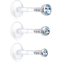 Body Candy Brilliant Blue Bioplast Triple Forward Helix Barbell 3 Pack 16 Gauge 5/16