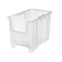 Akro-Mils 13014 Stak-N-Store Heavy Duty Stackable Open Front Plastic Storage Container Bin, (17-1/2-Inch x 11-Inch x 12-1/2-Inch), Clear, (4-Pack)