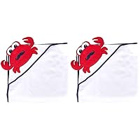 Hudson Baby Unisex Baby Cotton Animal Face Hooded Towel, Mr Crab, One Size (Pack of 2)