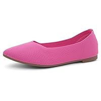 Shoe Land Womens Carinne Pointed Toe Flats Knit Ballet Flat Shoes Classic Slip on Dressy Comfort Shoes for Daily Work Office