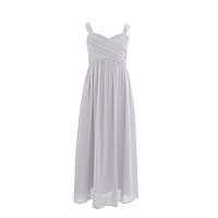 FEESHOW Kids Big Girls Ruched Bust Chiffon Junior Bridesmaid Long Dress Wedding Party Prom Gown