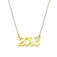 Birth Year Number Necklace for Women 18K Gold Plated Stainless Steel Birthday Pendant Necklace Memorable Anniversary Jewelry for Girls