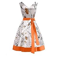 Satin and Camo Wedding Guest Formal Dresses Knee Length Formal Prom Dress