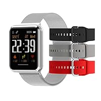 Beantech SEAGO S3 Smart Watch, Touch Screen Watch for Men, Fitness Tracker & Heart Rate Monitor, IP68 Waterproof, Compatible Android & iOS Smartphone, Fitness Watch Bundle with 3 Extra Straps
