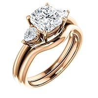 10K Solid Rose Gold Handmade Engagement Ring 2 CT Cushion Cut Moissanite Diamond Solitaire Wedding/Bridal Ring for Women/Her, Amazing Birthday Gift for Her