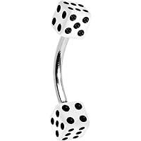 Body Candy Unisex Adult Stainless Steel White Acrylic Dice Belly Button Ring