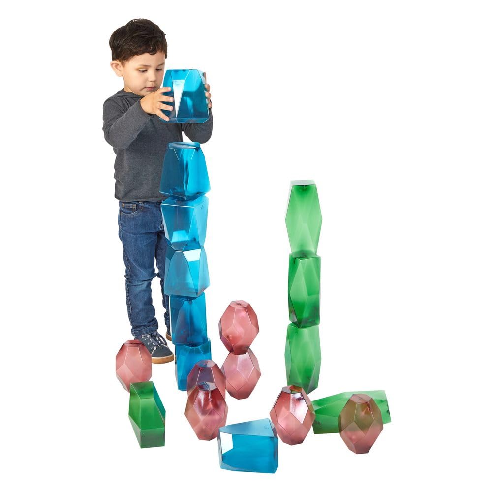 Excellerations Giant Stacking Gems - Set of 20, Stacking Blocks, STEM, Blocks for Light Table, Sensory Toy, Stacking Stones
