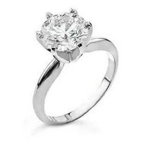 18k White Gold 1 Carat Solitaire Brilliant Round Cut Diamond Engagement Ring