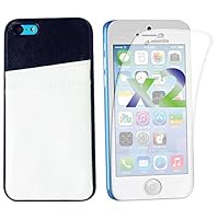 Exian iPhone 5c Screen Guards x2 and PU Leather Case with Card Slots White