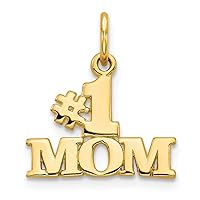 Saris and Things 14k Yellow Gold Solid #1 Mom Charm Pendant
