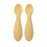 Nuby Silicone Mini 2 Pack Spoons, Baby Led Weaning, 4+m, BPA Free, Yellow