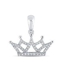 The Diamond Deal 10kt White Gold Womens Round Diamond Crown Fashion Pendant 1/6 Cttw