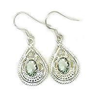 Choose Your Oval Shape Gemstone Drop & Dangle Earring 925 Sterling Silver Solitaire Fish Hook Earrings Chakra Healing Birthstone Gift Jewelry For Women Girls