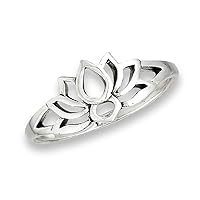 Oxidized Lotus Flower Filigree Vintage Ring .925 Sterling Silver Band Sizes 3-10