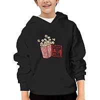 Unisex Youth Hooded Sweatshirt Cinema Lover Popcorn Cute Kids Hoodies Pullover for Teens