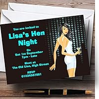 Lady With Cocktail Personalized Hen Do Night Party Invitations