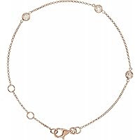 14ct Rose Gold 2.3mm 0.17 Weight Carat Polished Diamond Bezel Set 3 station Bracelet Jewelry for Women