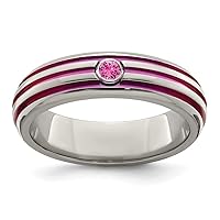 6.00mm Edward Mirell Titanium Bezel Polished Triple Groove Pink Anodized and Pink Sapphire Ring Jewelry Gifts for Women - Ring Size Options: 10 5 5.5 6 6.5 7 7.5 8 8.5 9 9.5