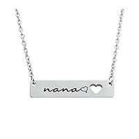 Grandma Gifts Stainless Steel Bar Pendant Necklace for Mimi Nana Gigi Grandmother Jewelry