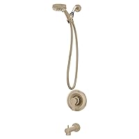 Moen Meena Bronzed Gold Single Handle Modern Shower Faucet with Handshower and Tub Spout for Bathtub, Valve Included, 82618BZG