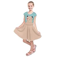 PattyCandy Girls Dress Up Dog Footprint Easter Animals Cartoon Sketch & Rocket Toddler Kids Short Sleeve Dress