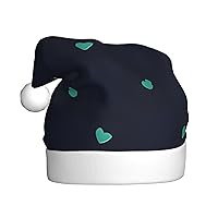 Lovely Blue Background Printed Christmas Hat,Santa Hat For Adults,Plush Comfort Xmas Hat For New Year Festive Party