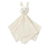 LAWKUL Baby Comforter Soft Babe Lovey Bunny Snuggly Babies Security Blanket Knit Cotton Lovies for Newborns Boy Girl White
