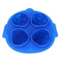 4 Cavities 3D Brain Flexible Silicone Ice Cube Mold Tray Giant Brains Maker for Whiskey, Cocktail, Beverages and More-15 * 3.5cm (Random Color)