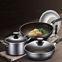 Household Stainless Steel Frying Pan Non Stick Pan Uncoated Pot Pots for Cooking Composite Multilayer Bottom Easy to Clean
