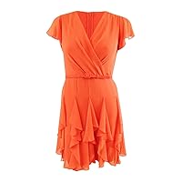 Lauren Ralph Lauren Women's Ruffle-Trim Chiffon Dress (12, Orange)