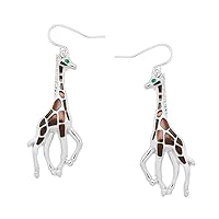 Giraffe Fashionable Earrings - Hand Painted - Sparkling Crystal - Fish Hook - Unique Gift and Souvenir