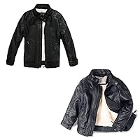 LJYH Boys Leather Jackets New Spring Children Collar Motorcycle Faux Leather Zipper Coats 9/10yrs Boys Winter Pu Leather Jackets Children Velvet Motorcycle Thicken Coats 9/10yrs