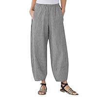 Harem Pants Womens Solid Vertical Striped Causual Loose Pant Plus Size S-2XL
