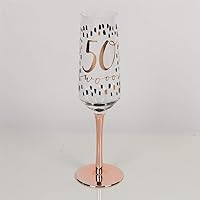 Hotchpotch Luxury Champagne Prosecco Flute Glass Rose Gold Stem 50th Birthday