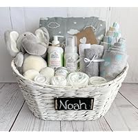 Skye Rose Naturals Deluxe Organic Baby Gift Basket 14 pcs, Baby Gift Basket for Corporate, Baby Shower, Family and Friends