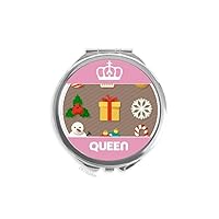 Merry Christmas Colorful Gifts Illustration Mini Double-sided Portable Makeup Mirror Queen