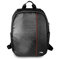 BMW BMBPCO15CAPRBK Backpack 16 Inches Black Carbon Red Stripes