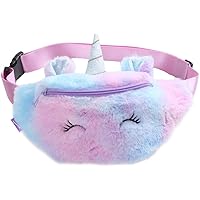 Unicorn Fanny Pack Girls Cute Waist Pack Plush Bum Bag Lightweight Hip Waist Bag Small Cartoon Belt Bag for Kids (Unicorn Fanny Pack for Purple)