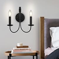 2 Light Candle Wall Sconce, Matte Black Wall Sconce Farmhouse Wall Light Fixtures, Modern Industrial Wall Lights for Bedroom Living Room Bathroom Vanity Stairway Hallway Porch Lighting