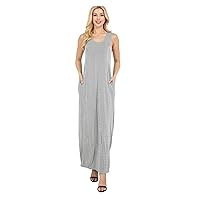Women's Silver Sleeveless Maxi Dress w Pockets